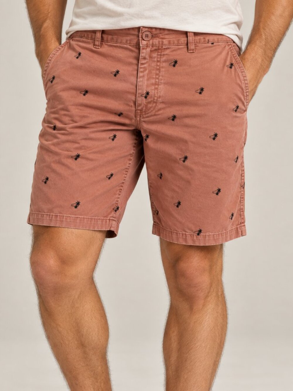 Cargo Supplies Men's Size 40 Salmon Pink Palm Tree Print Cotton Shorts